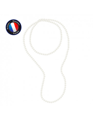 PERLINEA- Sautoir- Perle de Culture d'Eau Douce- Barroque 7-8 mm Blanc- Bijou Femme