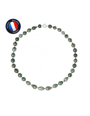 PERLINEA- Collier- Perles de Culture de Tahiti Ronde 7-8 mm- Bijou Femme- Or Blanc