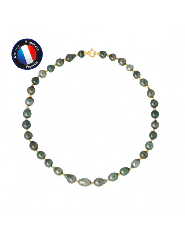 PERLINEA- Collier- Perles de Culture de Tahiti Ronde 7-8 mm- Bijou Femme- OrJaune