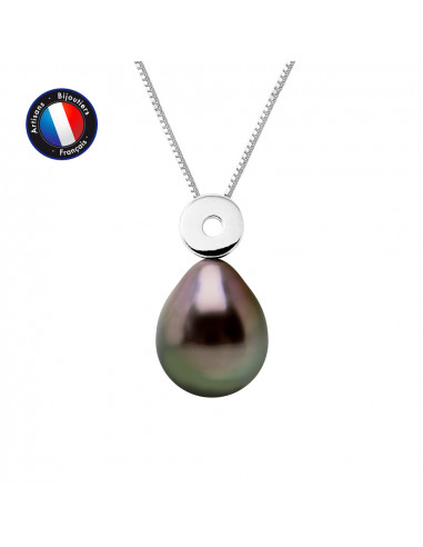 PERLINEA- Collier- Perles de Culture de Tahiti Bouton 8-9 mm- Bijou Femme- Or Blanc