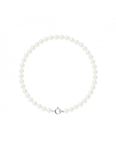 PERLINEA- Bracelet Perles de Cutlure Ronde 4-5 mm Blanc- Bijou Femme 
