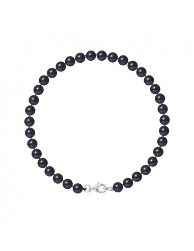 PERLINEA- Bracelet Perles de Cutlure Ronde 5-6 mm Black Tahiti- Bijou Femme