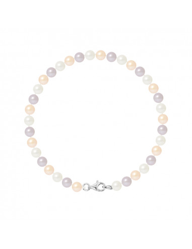 PERLINEA- Bracelet Perles de Cutlure Ronde 5-6 mm Multicolor- Bijou Femme
