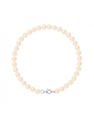 PERLINEA- Bracelet Perles de Cutlure Ronde 5-6 mm Rose Naturel- Bijou Femme