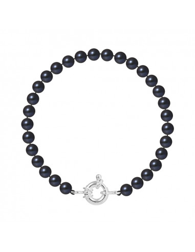 PERLINEA- Bracelet Perles de Cutlure Ronde 6-7  mm Black Tahiti- Bijou Femme