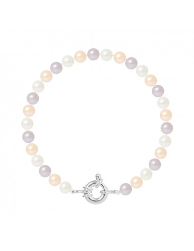 PERLINEA- Bracelet Perles de Cutlure Ronde 6-7  mm Multicolor- Bijou Femme