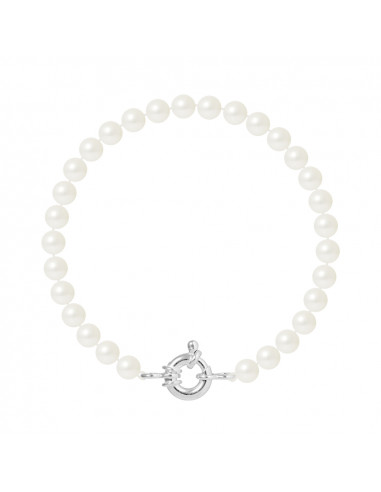 PERLINEA- | Bracelet Perles de Cutlure Ronde 6-7  mm Blanc Naturel- Bijou Femme