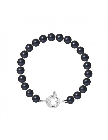 PERLINEA- Bracelet Perles de Cutlure Ronde 7-8 mm Black Tahiti- Bijou Femme
