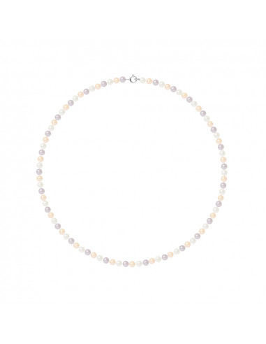 PERLINEA- Collier Perles de Cutlure Ronde 4-5 mm Multicolor- Bijou Femme