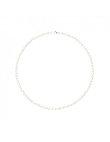 PERLINEA- Collier Perles de Cutlure Ronde 4-5 mm Blanc Naturel- Bijou Femme