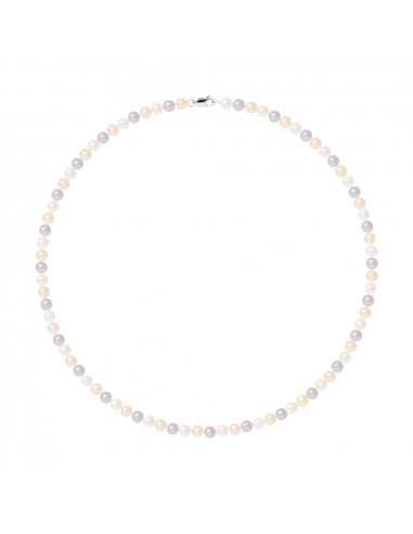 PERLINEA- Collier Perles de Cutlure Ronde 5-6 mmMulticolor- Bijou Femme