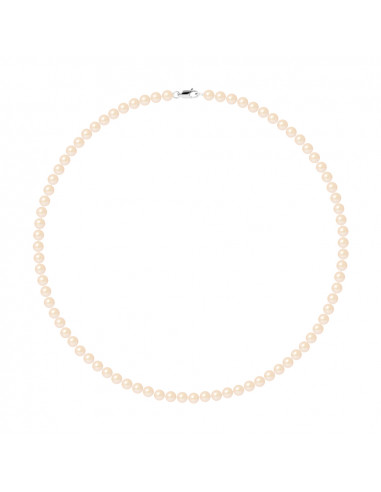 PERLINEA- Collier Perles de Cutlure Ronde 5-6 mm Rose- Bijou Femme