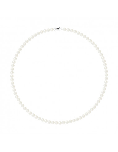 PERLINEA- Collier Perles de Cutlure Ronde 5-6 mm Blanc- Bijou Femme
