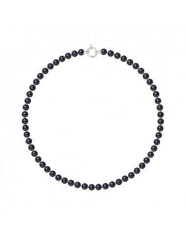 PERLINEA- Collier Perles de Cutlure Ronde 6-7  mm Black Tahiti- Bijou Femme