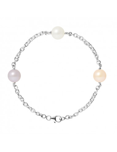 PERLINEA- Bracelet- Perles de Culture d'Eau Douce Multicolor 9-10 mm- Bijou Femme