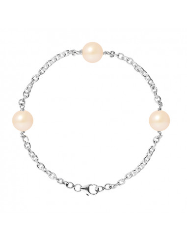 PERLINEA- Bracelet- Perles de Culture d'Eau Douce Rose 9-10 mm- Bijou Femme