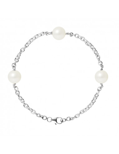 PERLINEA- Bracelet Perles de Cutlure- DiamÃÂÃÂÃÂÃÂÃÂÃÂÃÂÃÂ¨tre 9-10 mm Blanc- Bijou Femme 