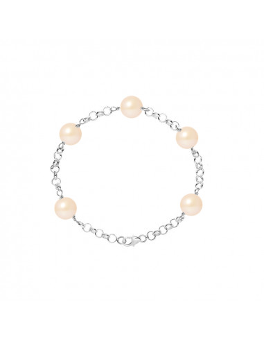 PERLINEA- Bracelet Perles de Cutlure- DiamÃÂÃÂÃÂÃÂÃÂÃÂÃÂÃÂ¨tre 9-10 mm Rose- Bijou Femme 