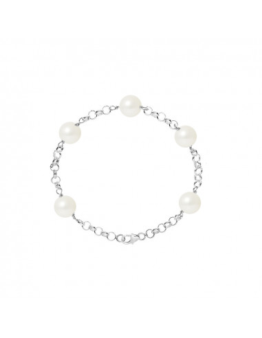 PERLINEA- Bracelet Perles de Cutlure- DiamÃÂÃÂÃÂÃÂÃÂÃÂÃÂÃÂ¨tre 9-10 mm Blanc- Bijou Femme 
