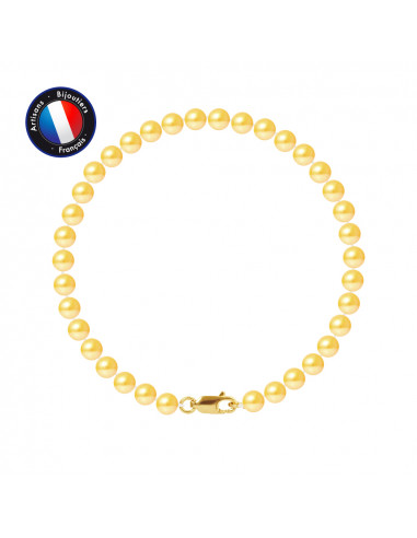 PERLINEA- Bracelet - Perles de Culutre Ronde 5-6 mm Gold-  Bijou Femme- OrJaune