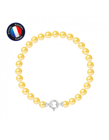 PERLINEA- Bracelet - Perles de Culutre Ronde 6-7  mm Gold-  Bijou Femme- OrJaune