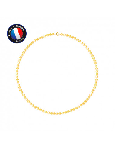 PERLINEA- Collier- Perles de Culutre Ronde 4-5 mm Gold-  Bijou Femme- OrJaune