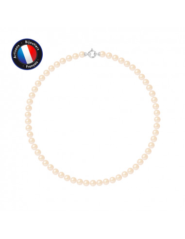 PERLINEA- Collier- Perles de Culture d'Eau Douce Ronde 6-7  mm Gold-  Bijou Femme- Or Blanc
