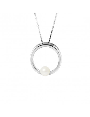 PERLINEA- Collier Circle- Perle de Culture d'Eau Douce  Ronde 6-7  mm Blanc- Bijou Femme- Argent 925 MilliÃÂÃÂÃÂÃÂ¨mes