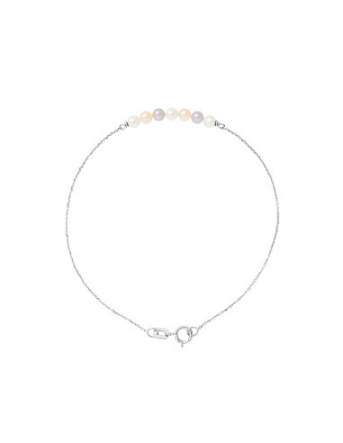 PERLINEA- Bracelet- Perle de Culture d'Eau Douce - DiamÃÂÃÂÃÂÃÂ¨tre 3-4 mm Multicolor- Bijou Femme- Or Blanc