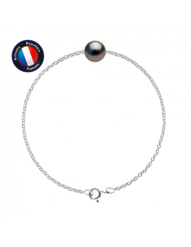 PERLINEA- Bracelet- Perle de Culture de Tahiti- Ronde 9-10 mm- Bijou Femme- Argent 925 MilliÃÂÃÂÃÂÃÂÃÂÃÂÃÂÃÂ¨mes
