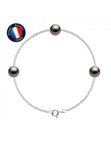 PERLINEA- Bracelet- Perle de Culture de Tahiti- Ronde 8-9 mm- Bijou Femme- Argent 925 MilliÃÂÃÂÃÂÃÂÃÂÃÂÃÂÃÂ¨mes
