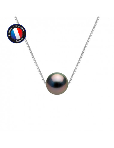 PERLINEA- Collier- Perle de Tahiti- Ronde 9-10 mm- Bijou Femme 