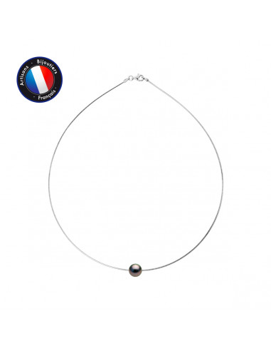 PERLINEA- Collier- Perle de Tahiti- Ronde 9-10 mm- Bijou Femme 