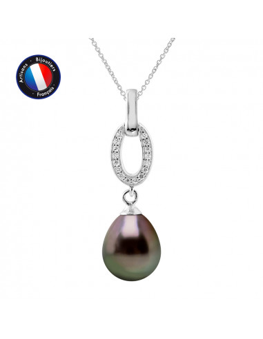 PERLINEA- Collier- Perle de Tahiti- Poire 8-9 mm- Bijou Femme 