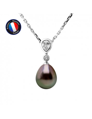 PERLINEA- Collier- Perle de Tahiti- Poire 8-9 mm- Bijou Femme