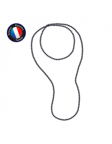 PERLINEA- Sautoir- Perle de Culture d'Eau Douce- Barroque 5-6 mm Black Tahiti- Bijou Femme