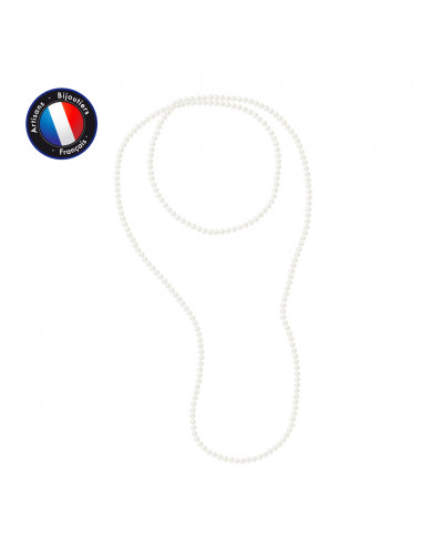 PERLINEA- Sautoir- Perle de Culture d'Eau Douce- Barroque 5-6 mm Blanc- Bijou Femme