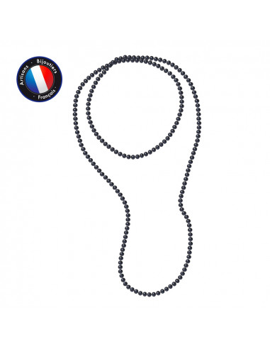 PERLINEA- Sautoir- Perle de Culture d'Eau Douce- Barroque 6-7 mm Black Tahiti- Bijou Femme