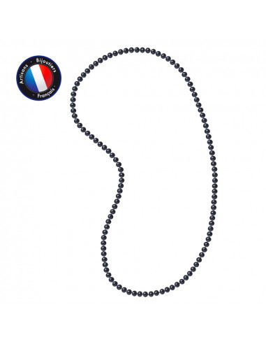 PERLINEA- Sautoir- Perle de Culture d'Eau Douce- Barroque 7-8 mm Black Tahiti- Bijou Femme