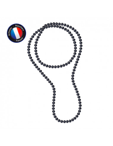 PERLINEA- Sautoir- Perle de Culture d'Eau Douce- Barroque 9-10 mm Black Tahiti- Bijou Femme