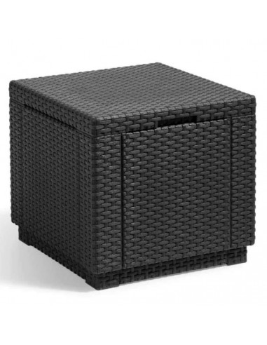 ALLIBERT JARDIN Table cube imitation rotin tressÃÂÃÂÃÂÃÂÃÂÃÂÃÂÃÂ© avec rangement de 60 l - 42x42x39 cm - Graphite