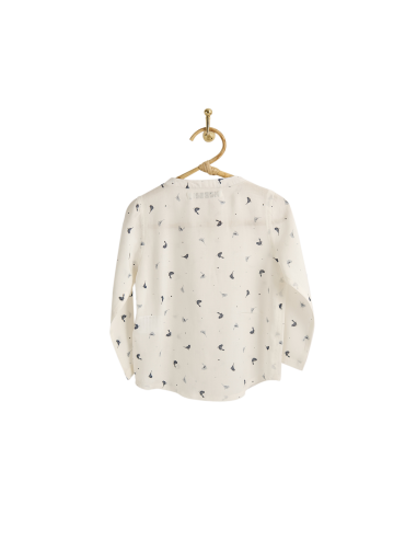 PIROULI - Blouse Désiré imprimé oiseau bleu