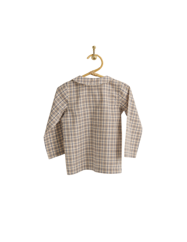 PIROULI - Chemise Christophe motif écossais crème