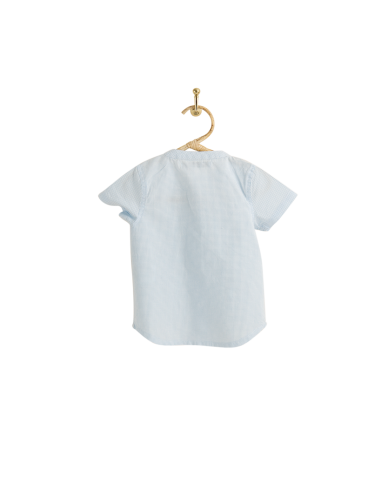 PIROULI - Blouse Isidore motif carreaux turquoise