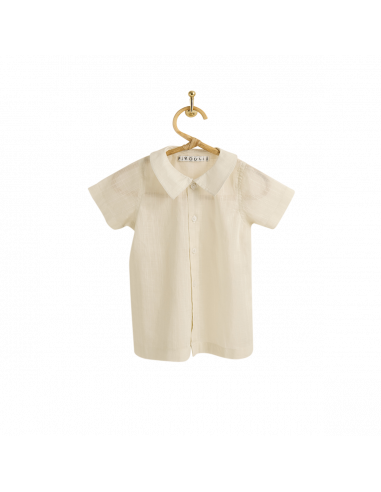 PIROULI - Short-Sleeved Shirt Hugo plain greige