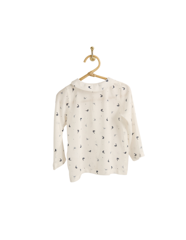 PIROULI - Chemisier Denise imprimé oiseau bleu