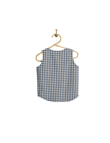 PIROULI - Blouse Jade vichy marine