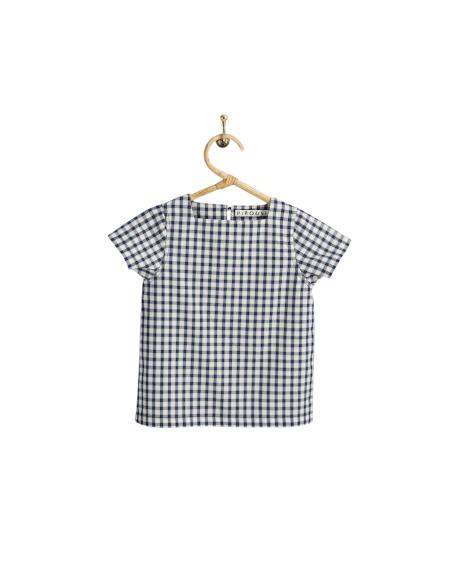 PIROULI - Marinière Kévin motif carreaux marine