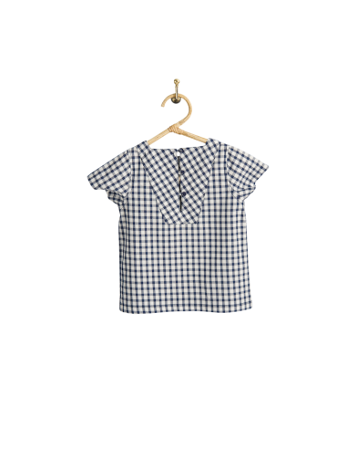 PIROULI - Marinière Kévin motif carreaux marine