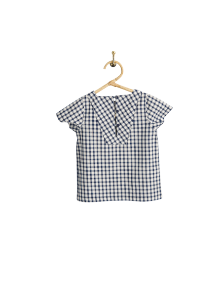 PIROULI - Marinière Kévin motif carreaux marine